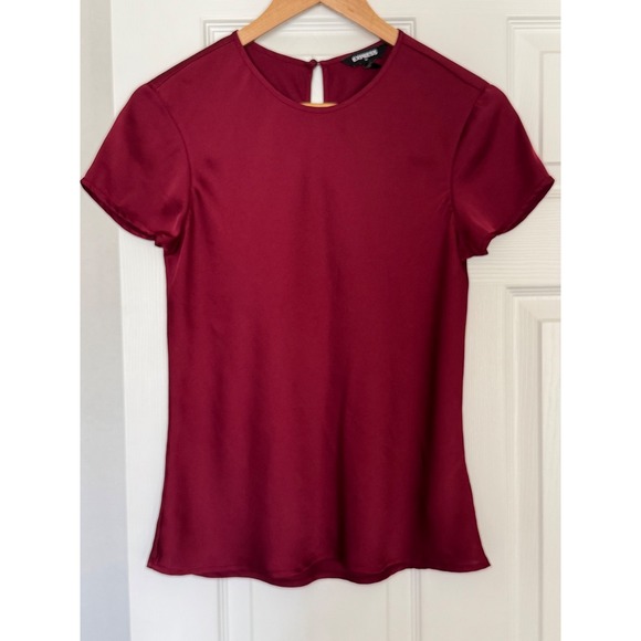 Express Tops - Express Womens XS Blouse Burgundy Wine Red Coquette Chic Quiet Luxury Chic